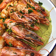 エビのミントとレモンのグリル